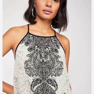 Free People Break Free tank top size M black and white printed